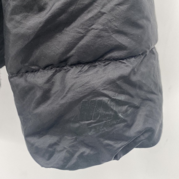 Nike Down Fill Puffer Jacket Asymmetrical Full Zip Hooded Black Size Small - Picture 7 of 15